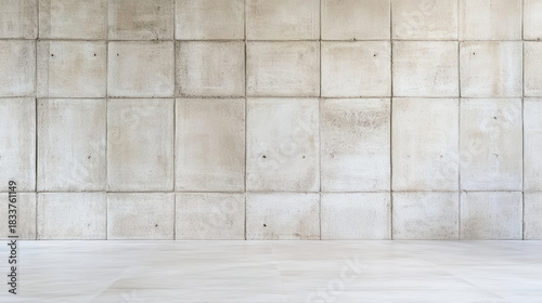 Minimal concrete interior wall and floor with soft light, calm neutral mood