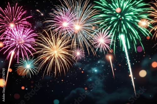 Fireworks display in the night sky