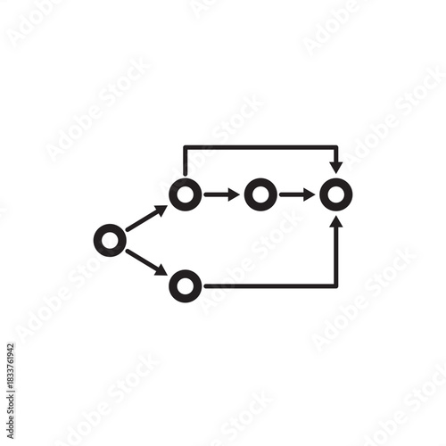 Critical Path Method icon symbolizing task dependencies, sequence mapping, and minimum duration calculation, representing project management, scheduling, network analysis, and efficient execution.