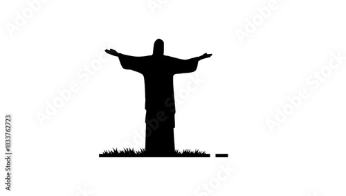 Jesus talks to people, black isolated silhouette