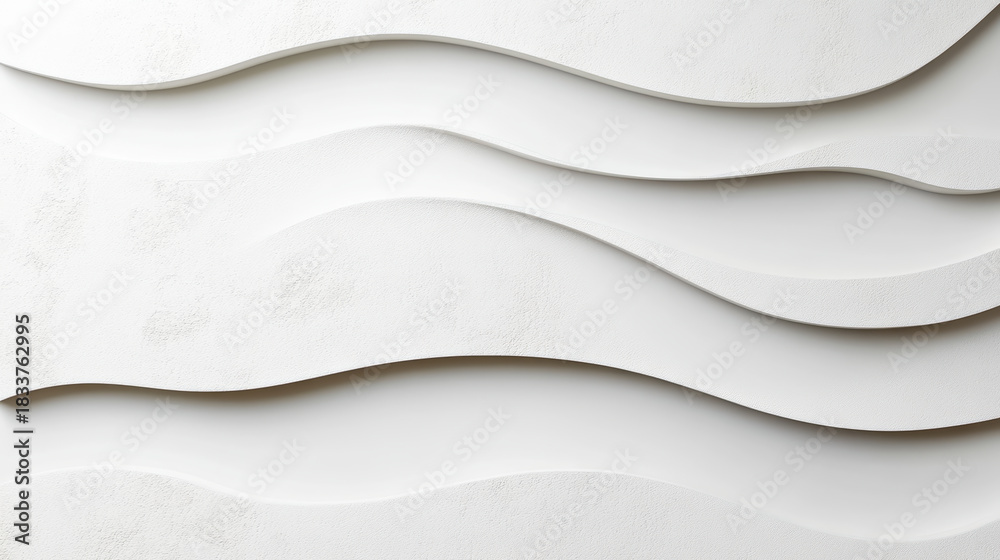 Obraz premium White layered abstract wave background with soft shadow and calm texture