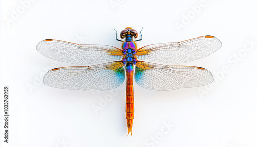 colorful dragonfly isolated on white background
