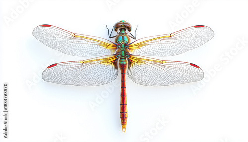 colorful dragonfly isolated on white background