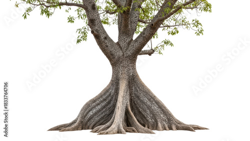 Majestic Tree with Wide Roots and Lush Green Foliage in Nature