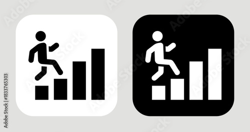 Steady Rise Icon In Black and White Glyph Style