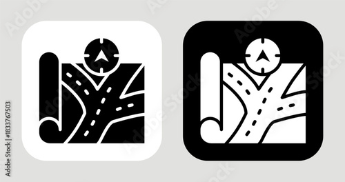 Map of Hope Icon In Black and White Glyph Style