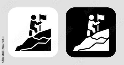 Free Climber Icon In Black and White Glyph Style