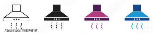 Extractor hood icon set. Range hood symbol. Kitchen appliance concept. Vector illustration.
