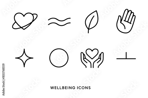 Minimalist wellbeing and nature icons for holistic health designs