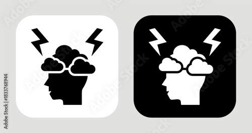 Mindstorm Icon In Black and White Glyph Style
