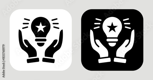 Light Bulb Pop Icon In Black and White Glyph Style