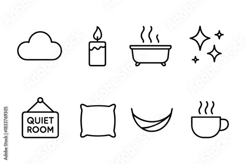 Minimalist line icons for relaxation and comfort