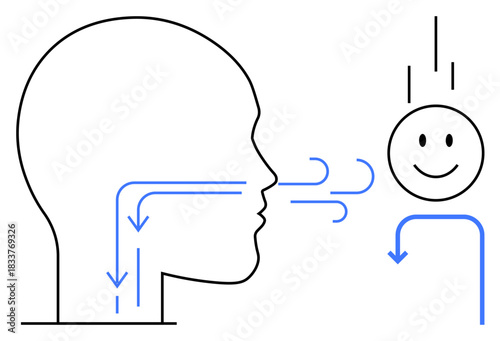 Communication concept. Communication with human speech, airflow, and interaction. Communication fostering connections through speech and energy. For education, health, relationships, psychology