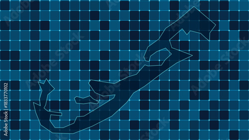 Modern Digital grid map illustration of Bermuda Technology geography background