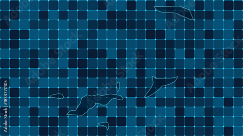 Modern Digital grid map illustration of British Virgin Islands Technology geography background