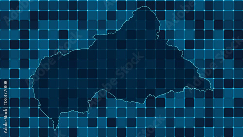 Modern Digital grid map illustration of Central African Republic Technology geography background
