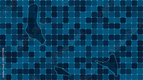 Modern Digital grid map illustration of Comoros Technology geography background