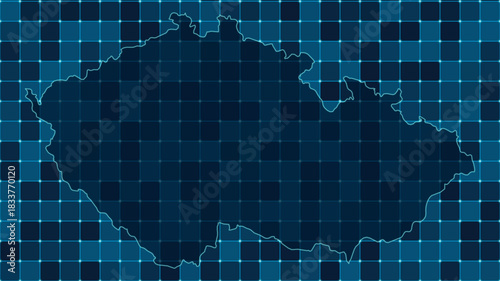 Modern Digital grid map illustration of Czech Republic Technology geography background