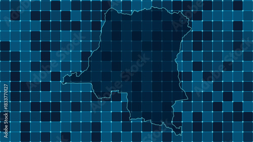 Modern Digital grid map illustration of Democratic Republic of the Congo Technology geography background