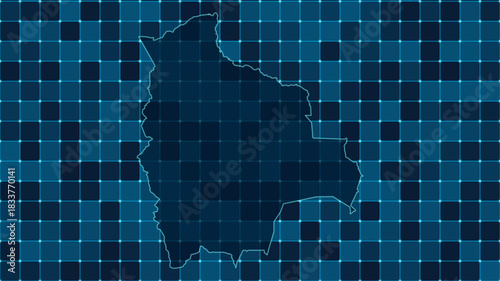 Modern Digital grid map illustration of Bolivia Technology geography background