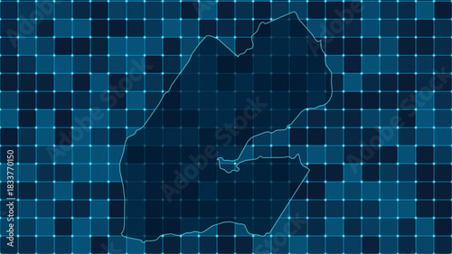 Modern Digital grid map illustration of Djibouti Technology geography background
