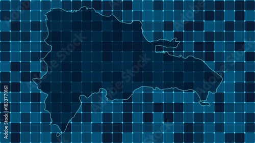 Modern Digital grid map illustration of Dominican Republic Technology geography background