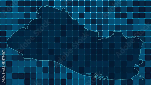 Modern Digital grid map illustration of El Salvador Technology geography background