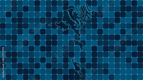 Modern Digital grid map illustration of Faroe Islands Technology geography background