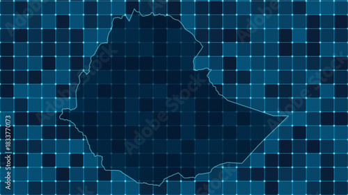 Modern Digital grid map illustration of Ethiopia Technology geography background
