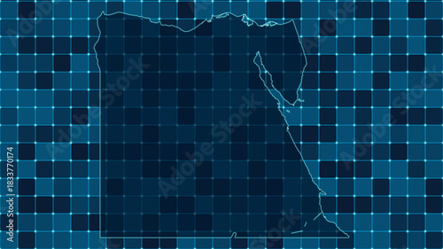 Modern Digital grid map illustration of Egypt Technology geography background