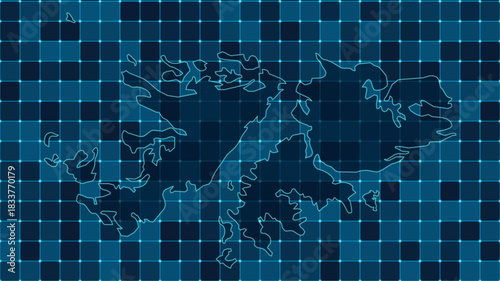 Modern Digital grid map illustration of Falkland Islands Technology geography background