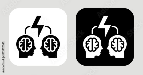 Mind Current Icon In Black and White Glyph Style