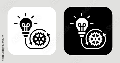 Insight Machine Icon In Black and White Glyph Style