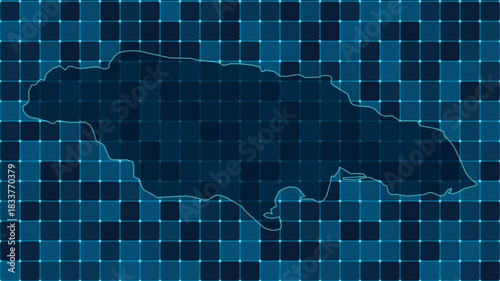 Modern Digital grid map illustration of Jamaica Technology geography background
