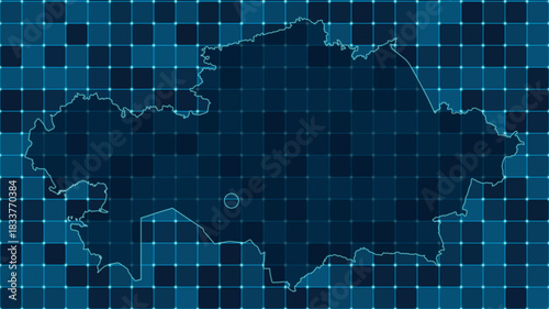 Modern Digital grid map illustration of Kazakhstan Technology geography background