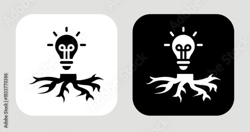 Idea Root Icon In Black and White Glyph Style