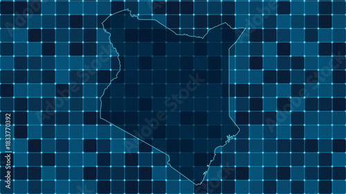 Modern Digital grid map illustration of Kenya Technology geography background