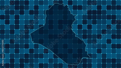 Modern Digital grid map illustration of Iraq Technology geography background