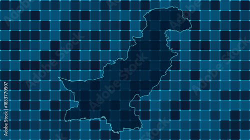 Modern Digital grid map illustration of Pakistan Technology geography background