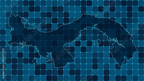 Modern Digital grid map illustration of Panama Technology geography background
