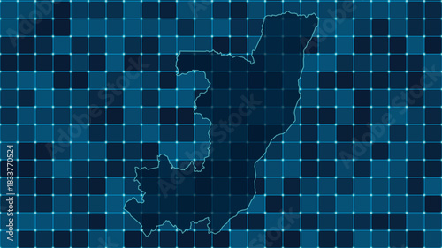 Modern Digital grid map illustration of Republic of the Congo Technology geography background
