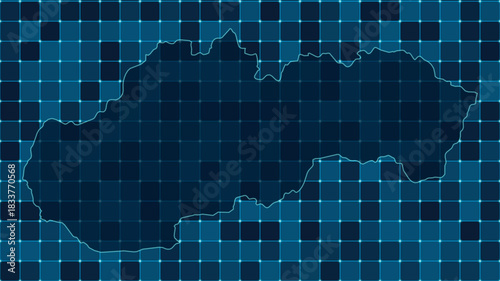 Modern Digital grid map illustration of Slovakia Technology geography background