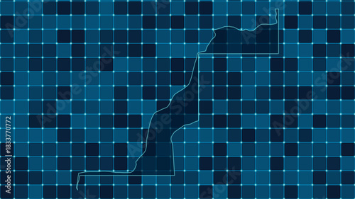 Modern Digital grid map illustration of Western Sahara Technology geography background