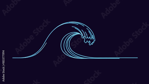 Stylized wave illustration a simple line art vector graphic isolated on dark background
