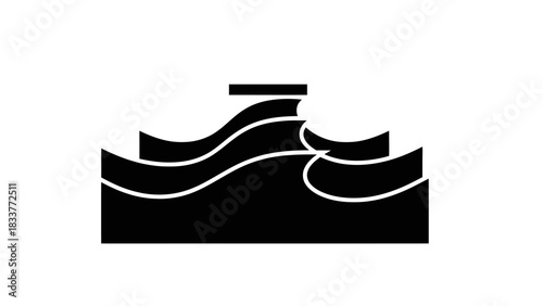 Black flood icon simple glyph vector illustration of rising water levels isolated on a white background