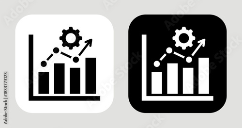 Adaptive Chart Icon In Black and White Glyph Style