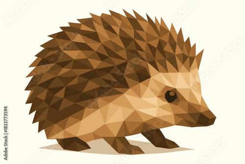 Low poly hedgehog design featuring geometric shapes and modern art style