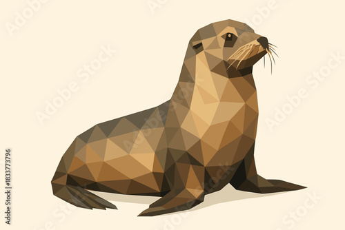 Low poly seal design featuring geometric patterns and modern aesthetic
