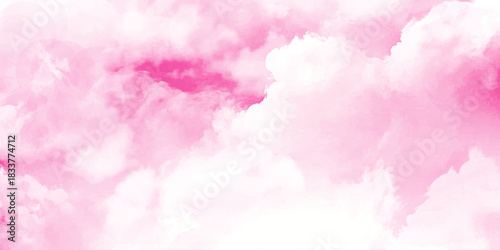 Pastel sky with soft white clouds. Fantastic color fantasy background. Sweet dreams concept for wallpaper, backdrop and design.