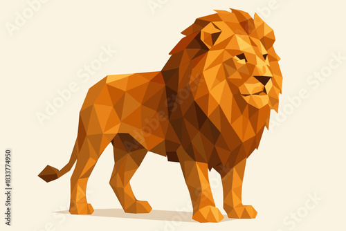Majestic low poly lion artwork showcasing geometric design